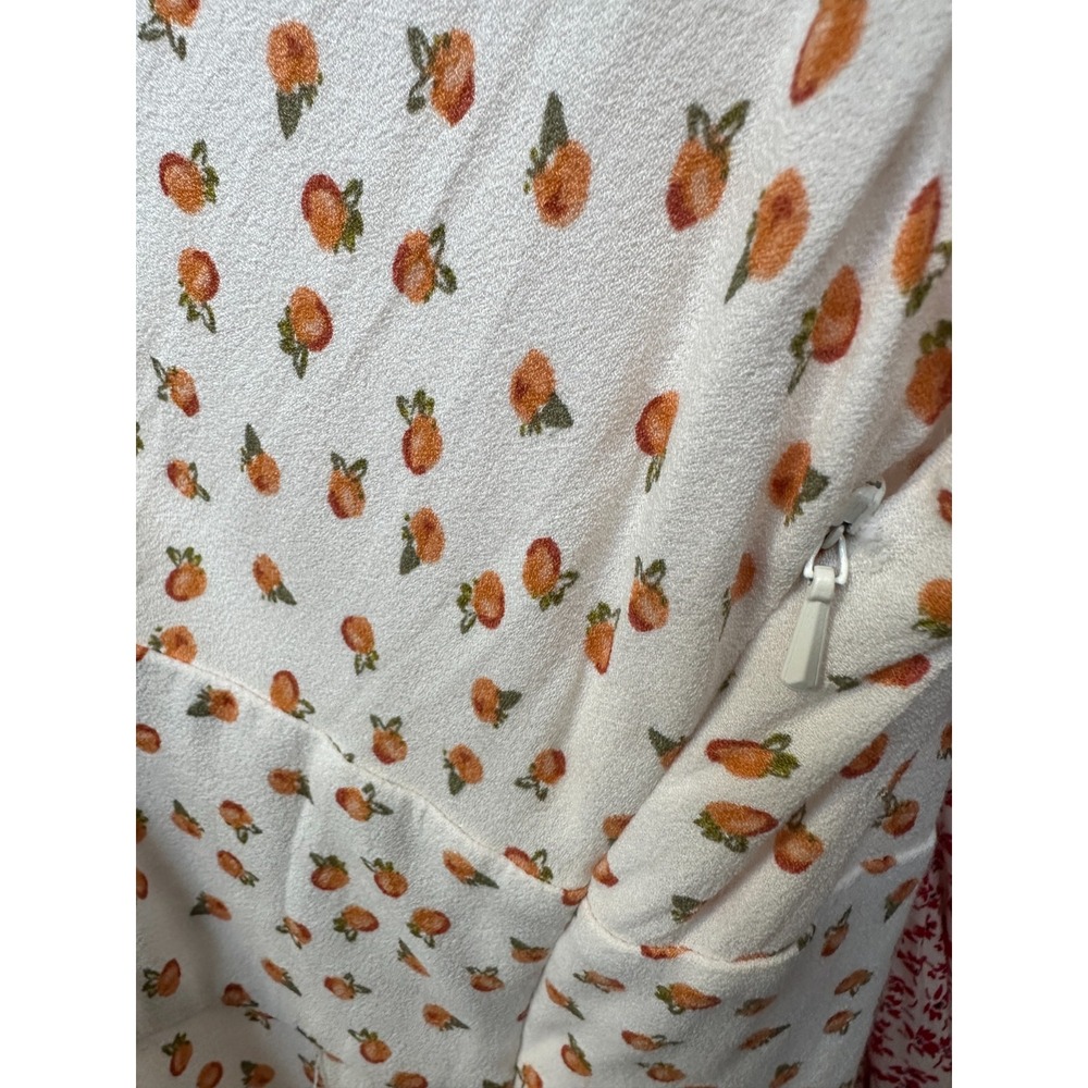 Free People Mia Short Sleeve Jumpsuit Ivory Peach Fruit Print Size 8 *Flawed - Picture 14 of 16